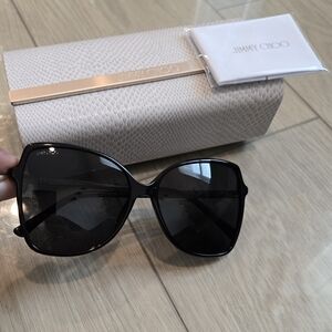 JIMMY CHOO FEDE/S 807IR BLACK GOLD SPARKLE AUTHENTIC SUNGLASSES WITH CLUTCH CASE